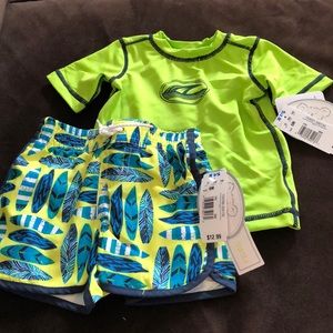 NWT baby boy bathing shorts and UV swim shirt